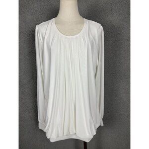 Timeson Women's XXL White Pleated Long Sleeve Blouse Size XXL New With Tag's